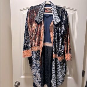 FREE PEOPLE Vancouver velvet button down oversized shirt